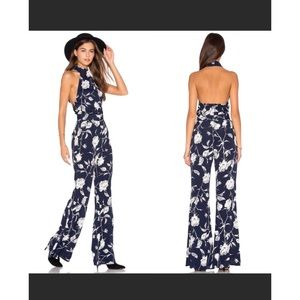 Navy Floral Halter Jumpsuit - Revolve
